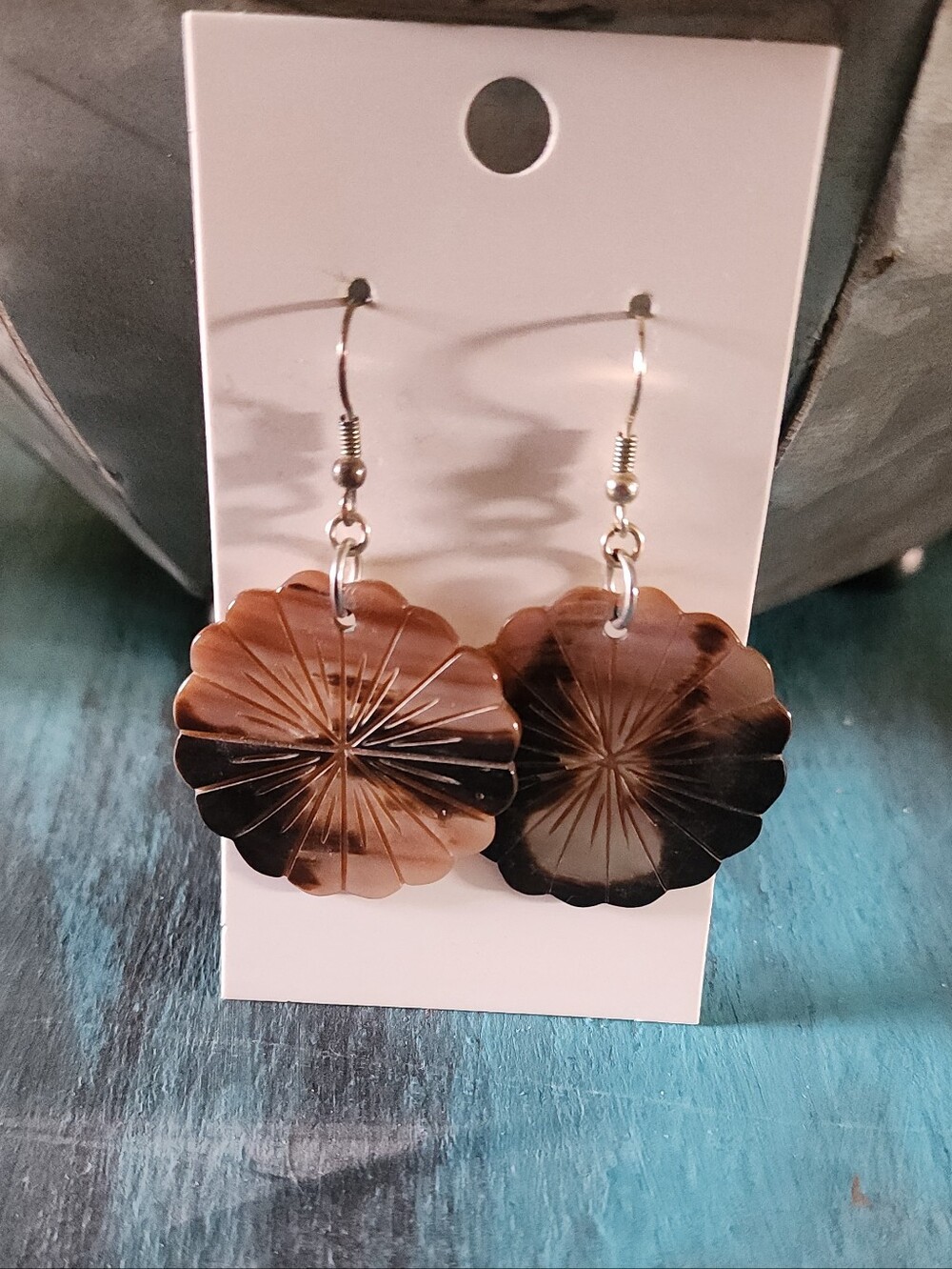 Kohl's Brown and Tan Floral Drop Earrings - Women Jewelry